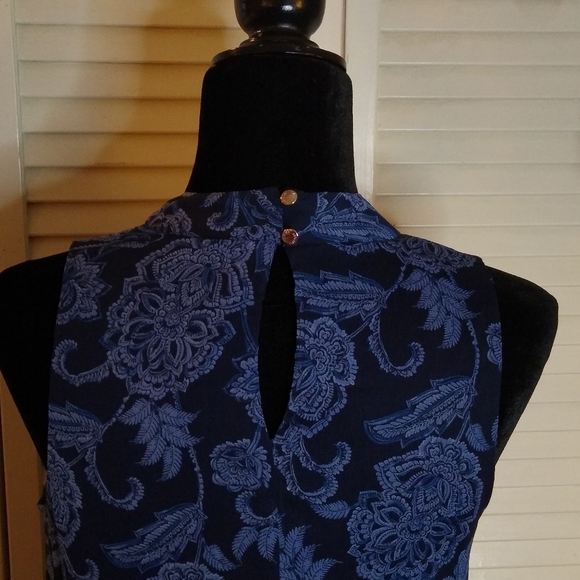 Tommy Hilfiger Navy Blue Floral Sleeveless Shift Dress Size 4 - Picture 5 of 10